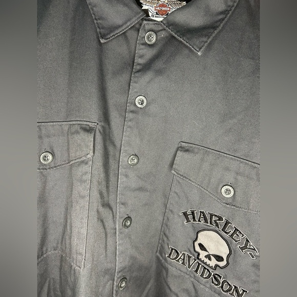 Harley-Davidson Willie G Skull Gray Button Shirt Men’s Size XL Garage Biker - Picture 5 of 11
